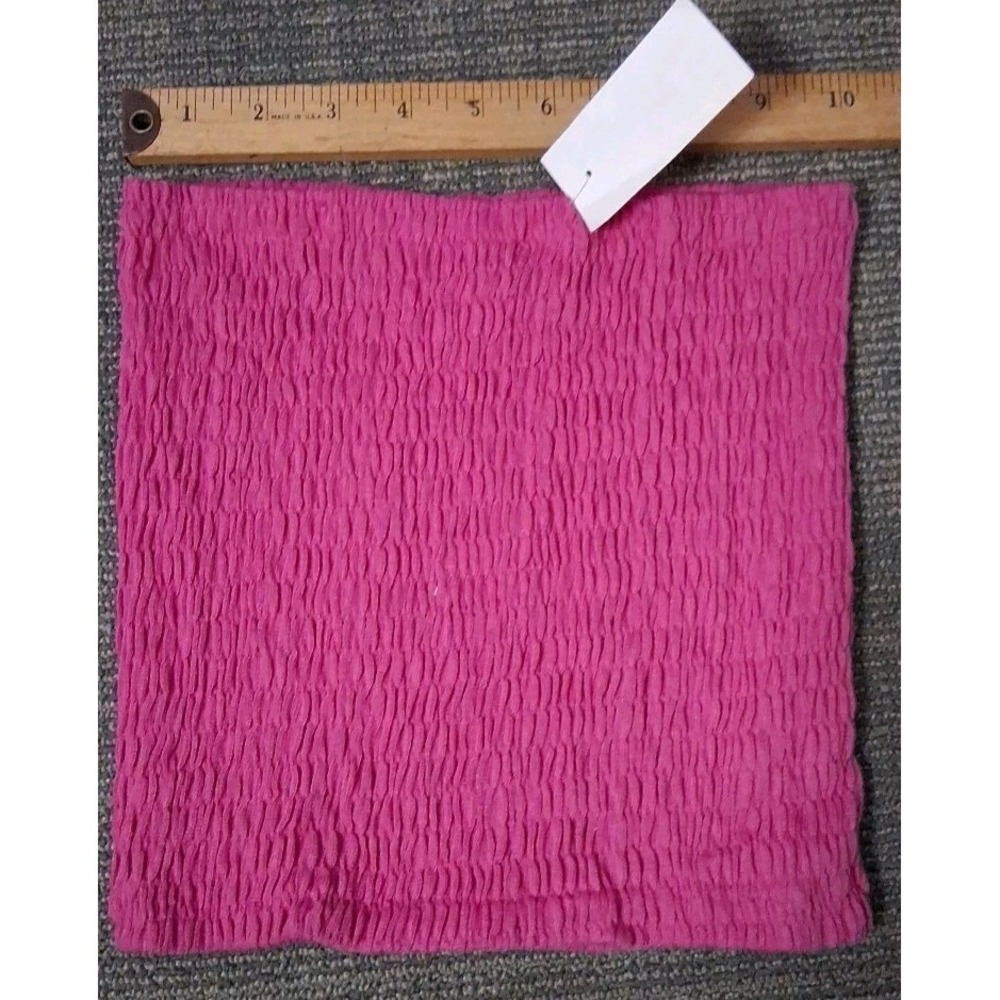Vtg Women's Strapless Bandeau Tube Top Smocked Cropped Pink One Size  1980's NOS